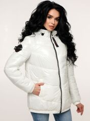 Акция на Куртка демісезонна з капюшоном жіноча Favoritti В-1237 48 Біла димчаста от Rozetka