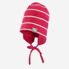 Акция на Дитяча демісезонна шапка-біні в'язана на зав'язках для дівчинки Huppa Cairo 83150000-90263 43-45 см Фуксія от Rozetka