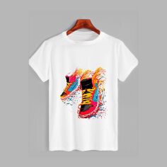 Акція на Футболка бавовняна довга чоловіча Likey Кеди Nike M150-1746 XS Біла від Rozetka