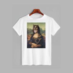 Акція на Футболка бавовняна довга чоловіча Likey Surrealism Mona Lisa Censored M150-0149 M Біла від Rozetka