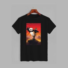 Акція на Футболка бавовняна довга чоловіча Likey Панда Кунг фу M150-2817 XXL Чорна від Rozetka
