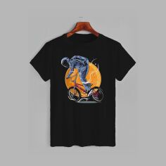 Акція на Футболка бавовняна довга чоловіча Likey Космонавт на BMX M150-1122 3XL Чорна від Rozetka