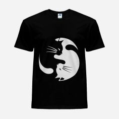 Акція на Футболка бавовняна довга чоловіча Likey Коти Інь Янь M150-2011 XXL Чорна від Rozetka