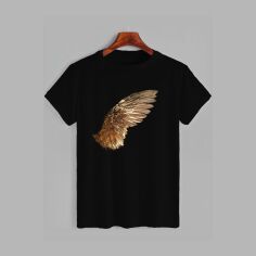 Акція на Футболка бавовняна довга чоловіча Likey Bird wing - Пташине крило M150-0127 XS Чорна від Rozetka