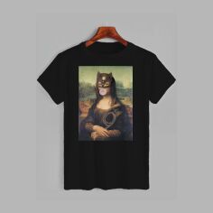 Акція на Футболка бавовняна довга чоловіча Likey Surrealism Mona Lisa Censored M150-0149 XXL Чорна від Rozetka