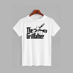 Акція на Футболка бавовняна довга чоловіча Likey The grillfather M150-0512 XL Біла від Rozetka