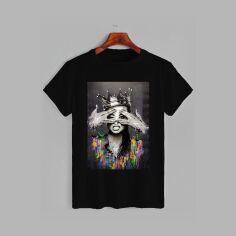 Акція на Футболка бавовняна довга чоловіча Likey Street Art Girl M150-0145 3XL Чорна від Rozetka