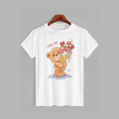 Акція на Футболка бавовняна довга чоловіча Likey Ведмедик Тедді I love you M150-1207 S Біла від Rozetka