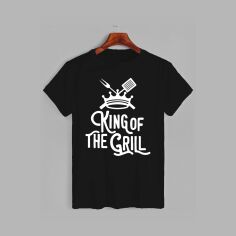 Акція на Футболка бавовняна довга чоловіча Likey King of the grill M150-0508 3XL Чорна від Rozetka