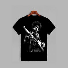 Акція на Футболка бавовняна довга чоловіча Likey Jimi Hendrix M150-0409 XXL Чорна від Rozetka