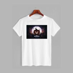Акція на Футболка бавовняна довга чоловіча Likey Dark pumpkin Хеловін M150-2304 S Біла від Rozetka