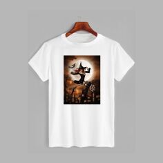 Акція на Футболка бавовняна довга чоловіча Likey Charming witch Хеловін M150-2302 XXL Біла від Rozetka
