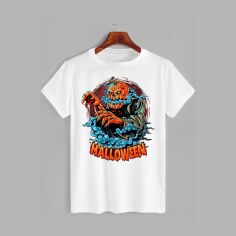 Акція на Футболка бавовняна довга чоловіча Likey Halloween M150-2317 XXL Біла від Rozetka