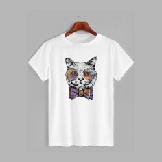 Акція на Футболка бавовняна довга чоловіча Likey Коте M150-0161 XXL Біла від Rozetka