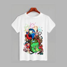 Акція на Футболка бавовняна довга чоловіча Likey Cartoon M150-1709 XXL Біла від Rozetka