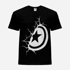 Акція на Футболка бавовняна довга чоловіча Likey Captain America shield M150-0602 3XL Чорна від Rozetka