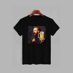 Акція на Футболка бавовняна довга чоловіча Likey Van Gogh and beer M150-0153 XL Чорна від Rozetka