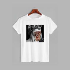 Акція на Футболка бавовняна довга чоловіча Likey Surrealism Apollon M150-0146 3XL Біла від Rozetka