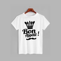Акція на Футболка бавовняна довга чоловіча Likey Bon Appetit M150-0501 XXL Біла від Rozetka