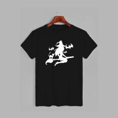 Акція на Футболка бавовняна довга чоловіча Likey Хеловін Witch and Bats M150-2342 XXL Чорна від Rozetka