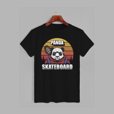 Акція на Футболка бавовняна довга чоловіча Likey Panda skateboard M150-0728 S Чорна від Rozetka