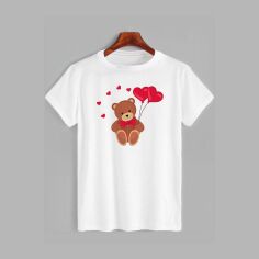 Акція на Футболка бавовняна довга чоловіча Likey Закоханий Ведмедик Тедді M150-1240 XS Біла від Rozetka
