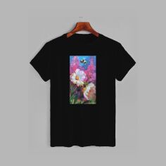 Акція на Футболка бавовняна довга чоловіча Likey Flowers - Квіти M150-0130 XS Чорна від Rozetka