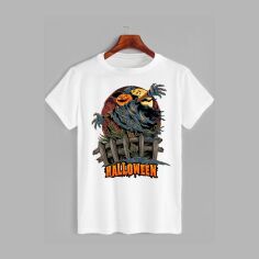 Акція на Футболка бавовняна довга чоловіча Likey Halloween M150-2318 XXL Біла від Rozetka