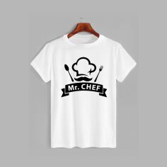 Акція на Футболка бавовняна довга чоловіча Likey Mr Chef M150-0509 XXL Біла від Rozetka