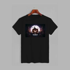 Акція на Футболка бавовняна довга чоловіча Likey Dark pumpkin Хеловін M150-2304 XS Чорна від Rozetka