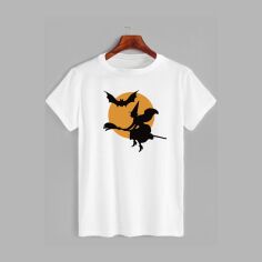 Акція на Футболка бавовняна довга чоловіча Likey Хеловін Flying Witch M150-2338 3XL Біла від Rozetka