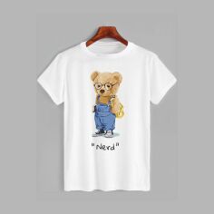 Акція на Футболка бавовняна довга чоловіча Likey Ведмедик Тедді ботанік M150-1243 S Біла від Rozetka