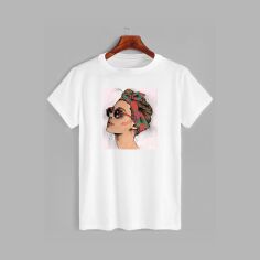 Акція на Футболка бавовняна довга чоловіча Likey Girl in glasses M150-0134 XXL Біла від Rozetka