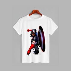 Акція на Футболка бавовняна довга чоловіча Likey Captain America M150-0601 M Біла від Rozetka