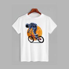 Акція на Футболка бавовняна довга чоловіча Likey Космонавт на BMX M150-1122 XS Біла від Rozetka