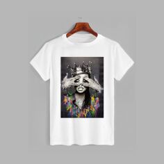 Акція на Футболка бавовняна довга чоловіча Likey Street Art Girl M150-0145 XL Біла від Rozetka