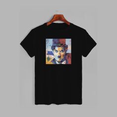 Акция на Футболка Likey Art Charlie Chaplin - Чарлі Чаплін M150-0125 XXL Чорна от Rozetka