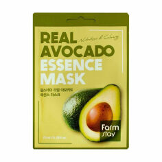 Акция на Тканинна маска для обличчя FarmStay Real Avocado Essence Mask з екстрактом авокадо, 23 мл от Eva