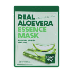 Акція на Зволожувальна тканинна маска для обличчя FarmStay Real Aloe Vera Essence Mask з алое, 23 мл від Eva