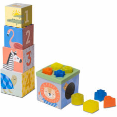 Акция на Сортер картонний Taf Toys пірамідка колекції "Саванна" - КУБІКИ АФРИКА (12725) от Comfy UA
