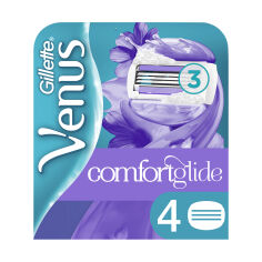Акція на Змінні картриджі для гоління Gillette Venus Comfort Glide Breeze жіночі, із вбудованими подушечками з гелем, 4 шт від Eva
