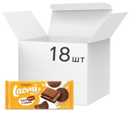 Акція на Упаковка шоколаду Roshen Lacmi Black, White & Caramel молочного з молочною начинкою, карамеллю і печивом з какао ВКФ 100 г х 18 шт від Rozetka