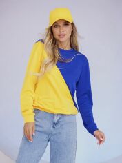 Акція на Світшот флісовий ISSA PLUS 13499A XL Жовтий з блакитним від Rozetka