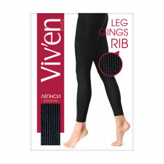 Акція на Легінси жіночі Viven petty Leggings Rib в рубчик, чорні, розмір S/M від Eva