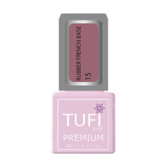 Акция на База для гель-лаку Tufi Profi Premium Rubber French Base 015 Чайна троянда, 8 мл от Eva