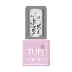 Акция на Каучуковий топ для гель-лаку Tufi Profi Premium Potal Top без липкого шару, з поталью срібло, 8 мл от Eva