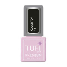 Акція на Кольоровий топ для нігтів Tufi Profi Premium Color Top 12 Гіркий шоколад, 8 мл від Eva