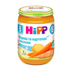 Акция на Дитяче рибо-овочеве пюре HiPP Морква та картопля з лососем, з 8 місяців, 190 г от Eva