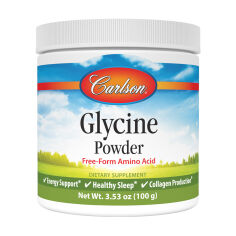 Акція на Дієтична добавка амінокислоти в порошку Carlson Labs Glycine Powder Free Form Amino Acid Гліцин, 100 г від Eva