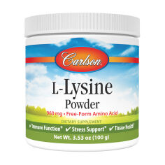 Акція на Харчова добавка амінокислоти в порошку Carlson Labs L-Lysine Powder L-Лізин, 100 г від Eva